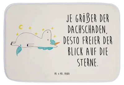 Produktbild von Mr. & Mrs. Panda Badteppich Einhorn Sternenhimmel - Weiß - Geschenk, Badezimmer Matte, Duschvorleger, Verrückt, Badematte, Unicorn, Badezimmerteppich, Sterne, Badvorleger