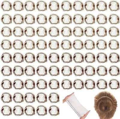 Produktbild von Haarnetze, 80 Stück, elastisch und unsichtbar, mit Haarnadel, aus Nylon, als Wigkappen