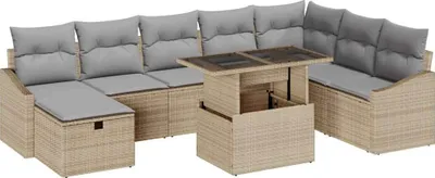Produktbild von vidaXL Gartensofa-set 9 stk. Poly-Rattan