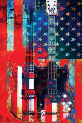 Obrázok produktu pre Gitary – Dvojkrková americká gitara – Plagát s gitarou – 61x91,5 cm