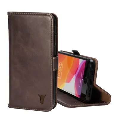 Image de TORRO Étui portefeuille en cuir pour iPhone SE & iPhone 8/7 (avec fonction de support) - Marron foncé