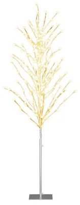 Image de Sapin de bouleau de 186 cm avec lumières LED blanc chaud