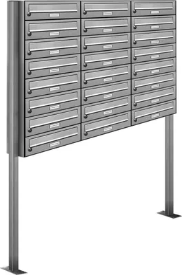 Produktbild von 24er Edelstahl Stand Briefkasten Anlage Freistehend