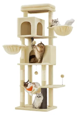 Image de Arbre à gratter Feandrea, grand, 174 cm de hauteur, taille XL, avec 2 cachettes et 2 plateformes de repos