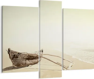 Produktbild von Bild auf Leinwand - Leinwandbild - 3 Teile - £ódŸ Wrack Meer - 95x80cm - Wand Bild - Wanddeko - Wandbilder - Leinwanddruck - Bilder - Wanddekoration - Leinwand bilder - Wandbild - CB95x80-5123