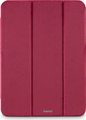 A closed tablet case with a textured surface and fold lines.