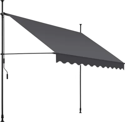 Produktbild von Klemmmarkise mit Handkurbel, höhenverstellbar - 250 x 180 cm, schwarz/grau