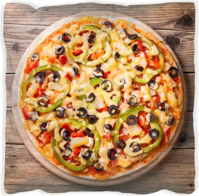 Produktbild von Wallario Premium Kissen, weiche Oberfläche, mit Motiv Italienische Pizza mit Peperoni, Oliven. Paprika und Käse, Größe: 30 x 30 cm, mit weißer Rückseite