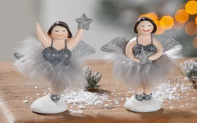 Produktbild von Gilde Figur, Engel, "Betty", Kunstharz, anthrazitfarben, VE 6, 2fach sortiert, L. 6 cm, B. 8 cm, H. 11 cm