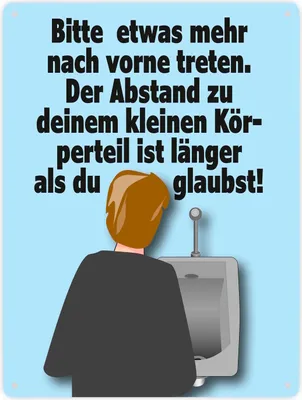 Produktbild von Toilettenschild Metallschild XXL in 28x38 cm mit Spruch Abstand größer als