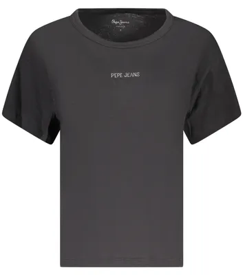 Image de T-shirt à manches courtes pour femme, noir avec strass - Coton durable