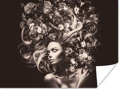 Produktbild von MuchoWow® Poster Blumen - Frau - Natur 160x120 cm - Foto Plakat