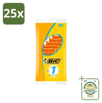 Productafbeelding van 25 x Bic 1 Sensitive wegwerpbare scheermesjes voor de gevoelige huid - Voorraadverpakking - 25 stuks