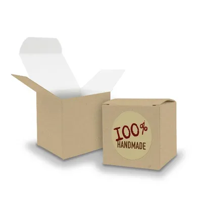 Produktbild von SET 100% Handmade (Motiv12) 24x Faltschachtel Würfel 6,5cm BRAUN + Sticker