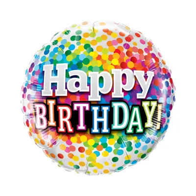 Produktbild von Folienballon Happy Birthday Motiv, rund, bunt bepunktet, ca. 45 cm