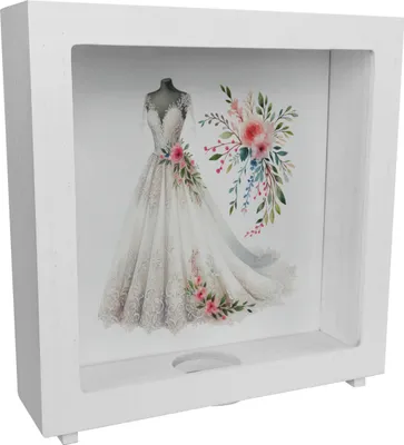 Produktbild von Brautkleid Rahmen Spardose aus Holz