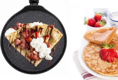 Produktbild von Cheffinger Pfannkuchen Pfanne Anti Haft ø32cm Induktion kratzfest Marmor schwarz