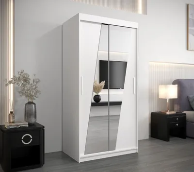 Obrázek produktu pro Šatní skříň se zrcadly ERIKA - šířka 100 cm, bílá