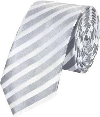 Produktbild von Fabio Farini - 1 Stück Herren Krawatten Grau - klassische Männer Schlipse in 6cm Breite Schmal (6cm), Silber Weiß - Grau/Weiß