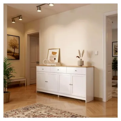 Produktbild von Moderner weißer Garderobenschrank aus MDF mit viel Stauraum