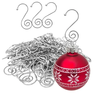 Productafbeelding van com-four® 100 stuks kogelhaken voor kerstboomornamenten - slakje, zilverkleurig