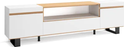 Immagine prodotto di COZY Mobile TV Soggiorno, 200x35x57cm, Per TV fino a 80, Design industriale, Bianco e Rovere soft