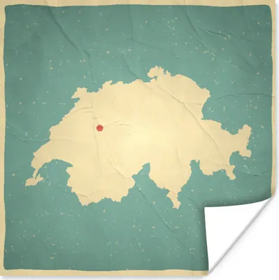Produktbild von MuchoWow® Poster Vintage Karte der Schweiz auf altem Papier 100x100 cm - Babyzimmer