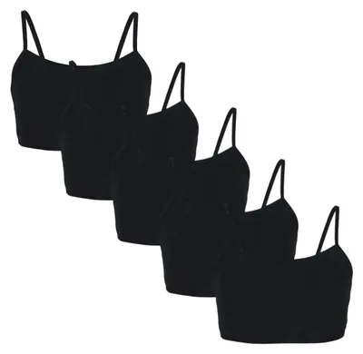 Produktbild von TupTam Mädchen Bustier mit Spaghettiträger 5er Pack, Farbe: Schwarz, Größe: 158-164