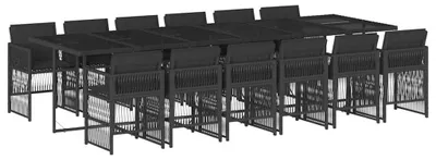 Produktbild von vidaXL 13-tlg. Garten-Essgruppe mit Kissen Schwarz Poly Rattan