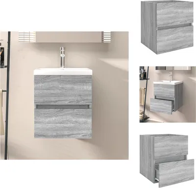 Immagine prodotto di vidaXL Mobile lavabo grigio Sonoma 41x38,5x45 cm in legno - Set di mobili da bagno