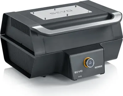 Produktbild von SEVERIN SEVO PG 8106 Elektrogrill mit Deckel, elektrischer Tischgrill mit schnellem Grillstart in 10 min bis 500 °C, Balkon Grill mit OLED-Display