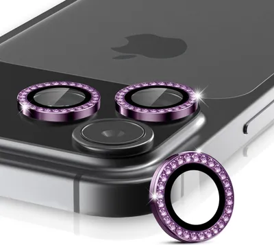 Produktbild von Kamera Linsenschutz Glas Set mit Schmucksteinen für Apple iPhone 17 Pro Max Schutzglas Camera Linse Panzerfolie 9H Dunkles Violett