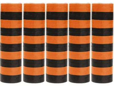 Produktbild von 1 Rolle Papier Luftschlangen orange schwarz Halloween | schwer entflammbar
