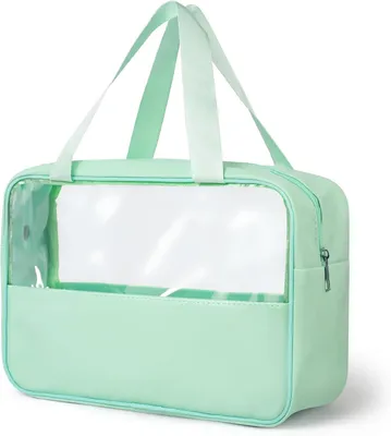 Imagen del producto de Estuche transparente para cosméticos, color verde, de 30x10x21 cm, ideal para viajes