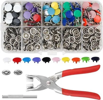 Productafbeelding van Famanu drukknopset, 200 sets met tang - 10 mm - 10 kleuren