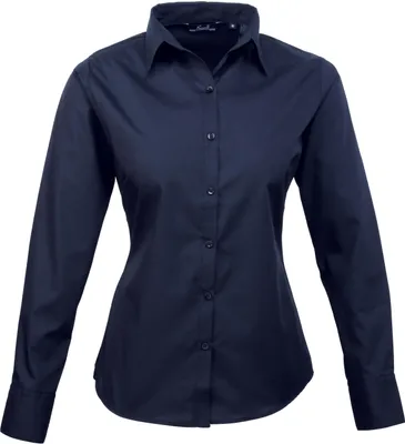 Produktbild von Premier Workwear Baumwolle Classics Popeline Bluse langarm 39.0300 Gr. 4XL navy