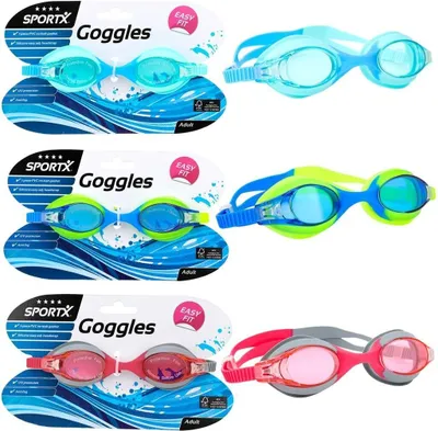 Produktbild von SportX Adult Chlorbrille **** 3 Sort. Unisex, Universalgröße, Multi, Kunststoff, Gemischte Farben, Polyvinylchlorid (PVC)