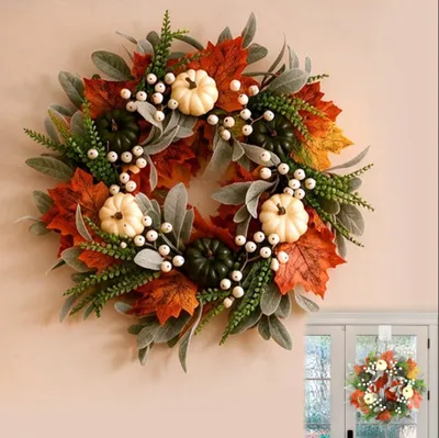Künstlicher Herbstkranz, Halloween-Deko, 45 cm, für Tür und Wand