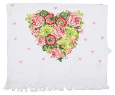 Produktbild von Clayre & Eef Gästehandtuch 40x66 cm Weiß Rosa Baumwolle Herz
