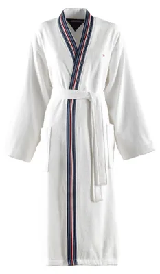Produktbild von Tommy Hilfiger - Kimono-Bademantel, White (Weiß), Frottee, 360 g/m², 100% Baumwolle, gestreiftes Webband auf dem Beleg, leicht und saugfähig, Größe S – bianco