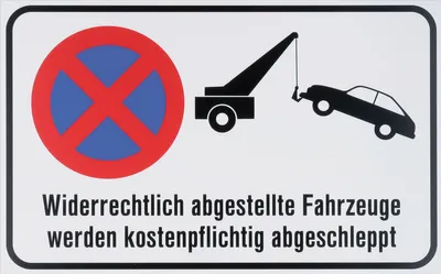Produktbild von Conmetall Hinweisschild Widerrechtlich abgestellte Fahrzeuge werden abgeschleppt 40 x 25 cm