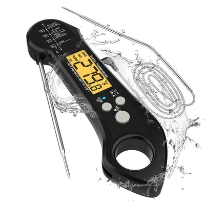 Produktbild von Fleischthermometer Digital, Sofort Ablesbares Bratenthermometer Grillthermometer, Externe Sonde mit 2 Lange Sonde & Magnet, Alarmfunktion, für Küche