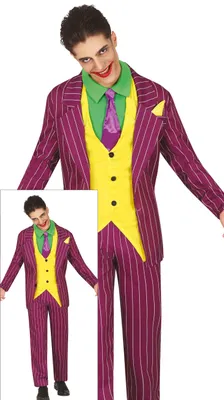Produktbild von Mr Smile Bösewicht Narr Halloween Kostüm Anzug Lila Sakkogilet Gruselspass Fest, Größe: 14 - 16 Jahre Farbe: Lila