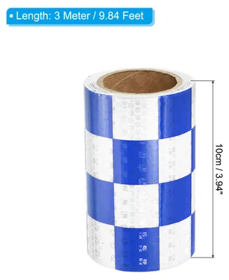 Produktbild von Reflektierendes Band, 1 Rolle 10 Ft x 4-Zoll Wasserdichtes Selbstklebendes Hochsichtbares Vorsichts-Warnsicherheitsband Reflektor, Quadratisch Blau Wei?