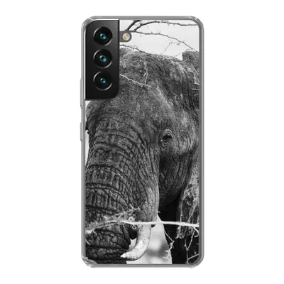 Produktbild von MuchoWow® Handyhülle Schutzhülle Hülle für Samsung Galaxy S22 Elefant - Tiere - Äste - Natur - Schwarz und weiß Silikon Softcase Handy Hülle - Mobiltelefonhülle