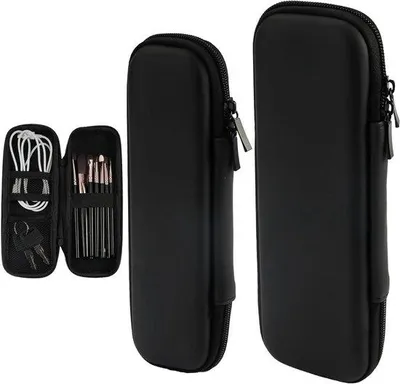 Produktbild von 2 Stück schwarze Etui mit Reißverschluss, schmal und handlich für Stifte