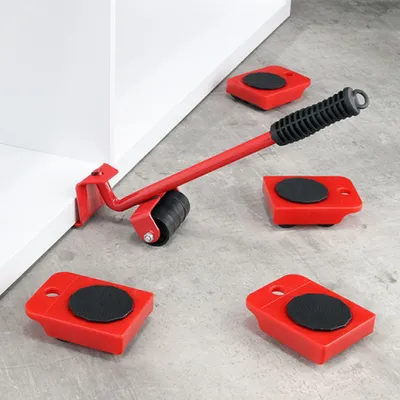 Obrázek produktu pro HI Nábytek Transportní sada 1 páka a 4 transportní kolečka 95065