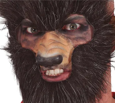 Produktbild von Werwolf Monster Nason Maske Halloween Horror Party Accessoire Uni Kostüm Zubehör Superhelden Wolfmann Zeichentrick, Farbe: Braun