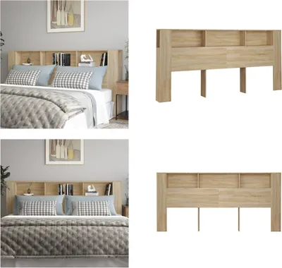 Produktbild von vidaXL Kopfteil mit Ablagen Sonoma Eiche 220x18,5x104,5 cm - Kopfteil Mit Ablagen - Kopfteile Mit Ablagen - Kopfteil-Schrank - Kopfteilschrank