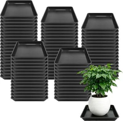 Obrázok produktu pre Podmisky pod kvetináče 4 ks, štvorcové, plastové, čierna, pre kvetináče